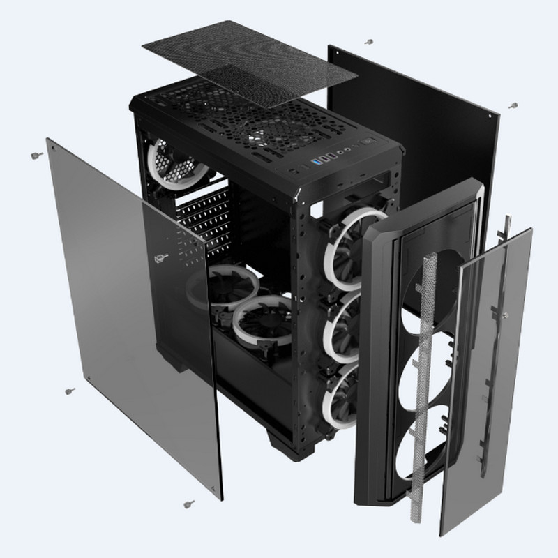 Fan del RGB del caso del juego de la caja del equipo de escritorio con el caso de cristal de Front Iron Net Panel ATX del panel