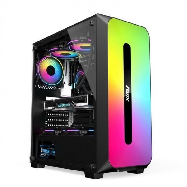 CAJA Micro ATX /ATX/ITX Dazzle ARGB Efecto Panel frontal Fuente de alimentación de montaje inferior Disponible en blanco y negro