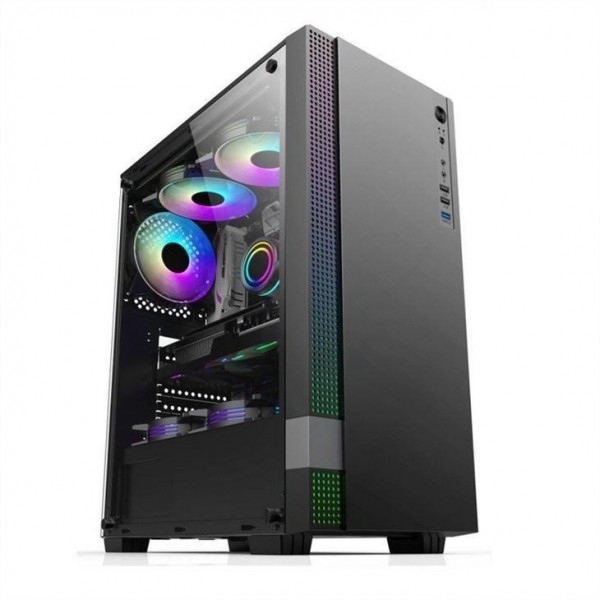 Caso de juegos para PC de la torre media ETEK Caso de juegos para PC de la torre media ATX Caso de computadora soporte 6 ventiladores ARGB, Pandel de lado de vidrio templado.