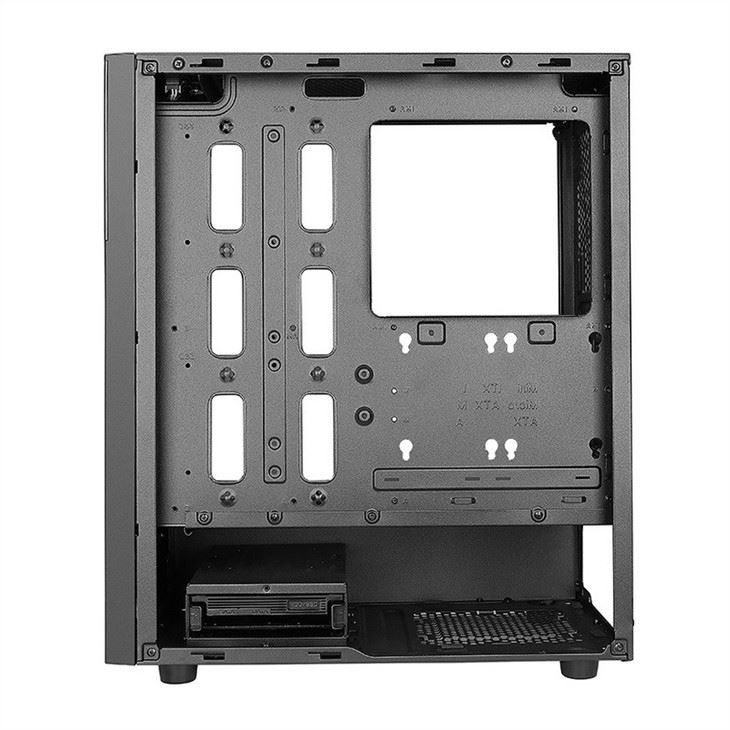 ETEK Casilla de computadora elegante simétrica ARGB LED con banda de vidrio templado Panel lateral de entrada y salida superior con red magnética de polvo