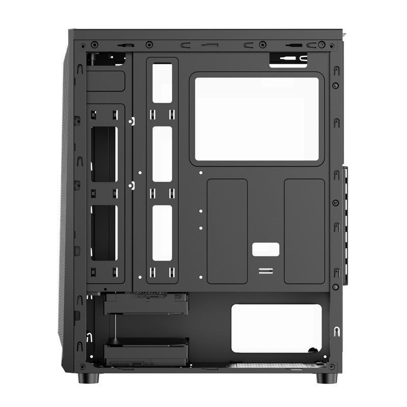 ETEK Casilla luminosa para computadora, panel frontal de LED de banda de onda, efecto de luz ARGB, radiador refrigerado con agua