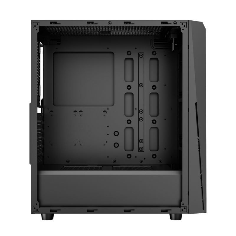 ETEK - PC Mid Tower Case Panel frontal irregular y de malla con banda LED ARGB, Panel lateral de vidrio templado, panel superior de entrada y salida