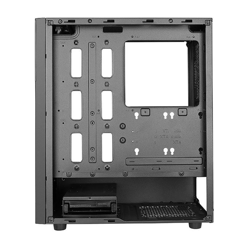 ETEK - PC Mid Tower Case Panel frontal irregular y de malla con banda LED ARGB, Panel lateral de vidrio templado, panel superior de entrada y salida