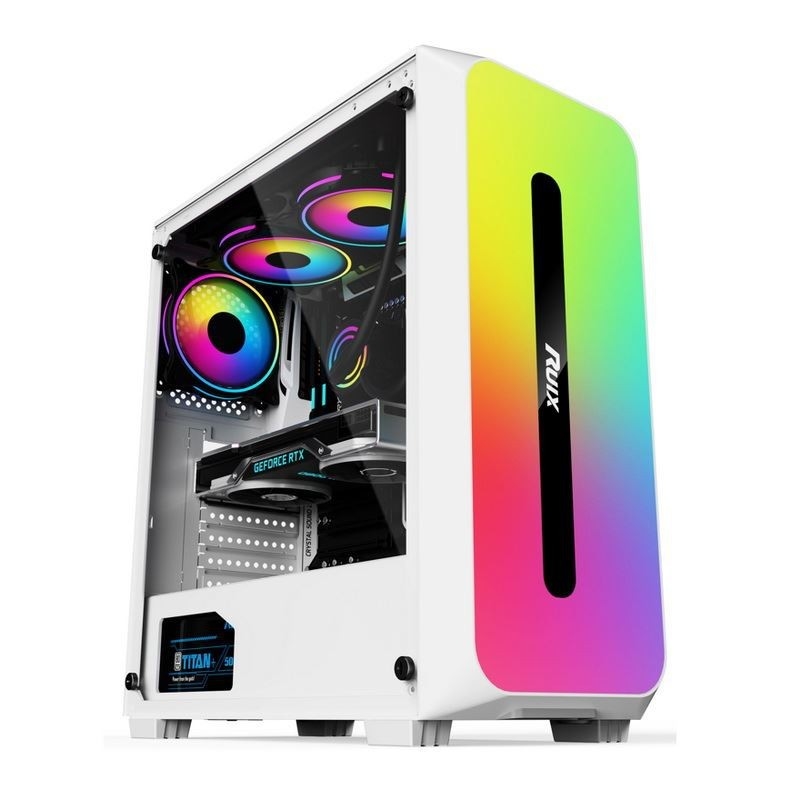 CAJA Micro ATX /ATX/ITX Dazzle ARGB Efecto Panel frontal Fuente de alimentación de montaje inferior Disponible en blanco y negro