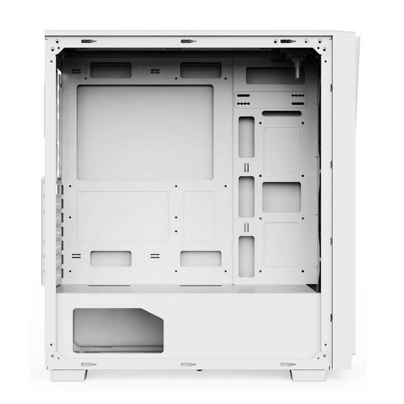 Los ventiladores ARGB compatibles con el efecto túnel del tiempo Dazzle en blanco y negro de 12 cm están disponibles. El panel lateral es de vidrio templado.