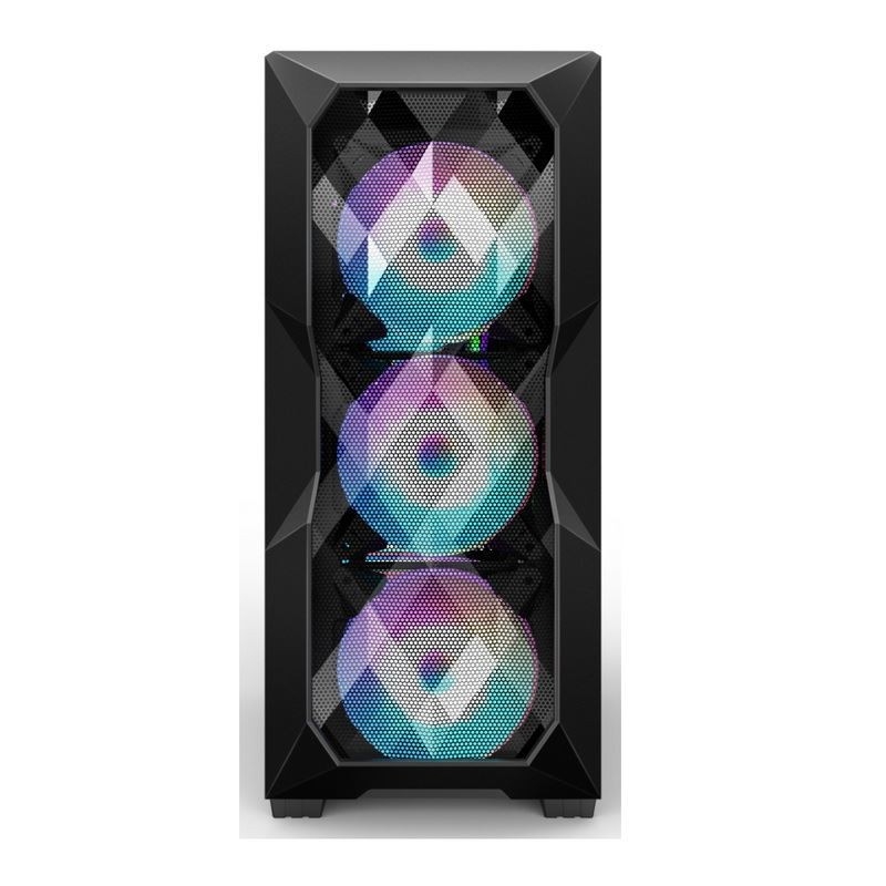 Mediados de-torre de la circulación de aire ATX de la caja del ordenador de la circulación de aire ARGB con Mesh Front Panel poligonal que iluminación de la ayuda tres el 12cm ARGB