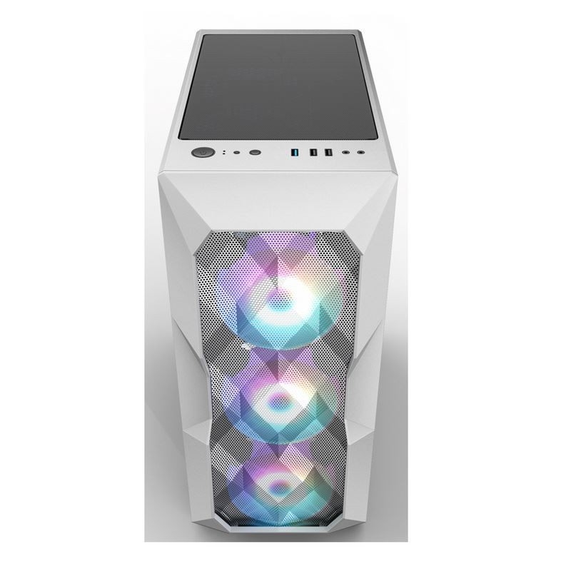 Mediados de-torre de la circulación de aire ATX de la caja del ordenador de la circulación de aire ARGB con Mesh Front Panel poligonal que iluminación de la ayuda tres el 12cm ARGB