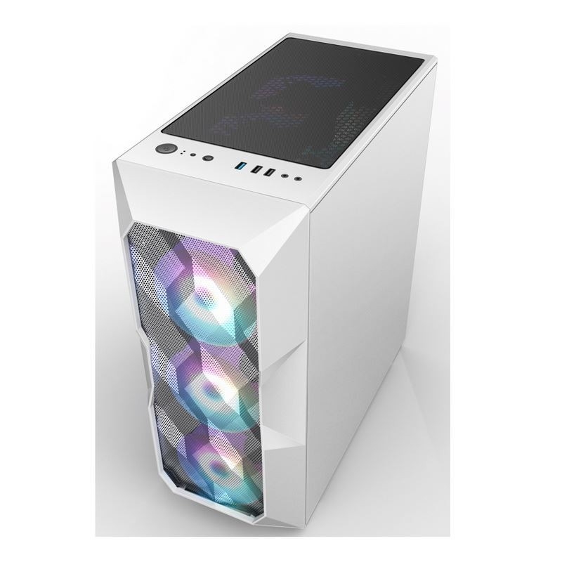 Mediados de-torre de la circulación de aire ATX de la caja del ordenador de la circulación de aire ARGB con Mesh Front Panel poligonal que iluminación de la ayuda tres el 12cm ARGB