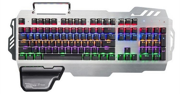 Teclado mecánico de juegos con cable con porta móvil y soporte carpiano eje verde muy rápido