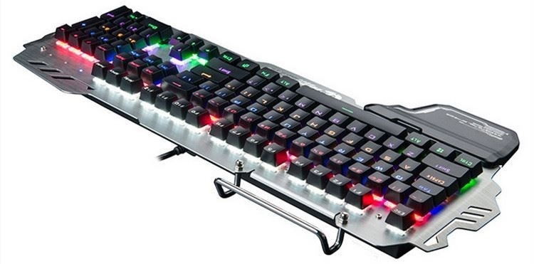 Teclado mecánico de juegos con cable con porta móvil y soporte carpiano eje verde muy rápido
