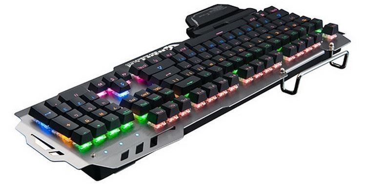 Teclado mecánico de juegos con cable con porta móvil y soporte carpiano eje verde muy rápido