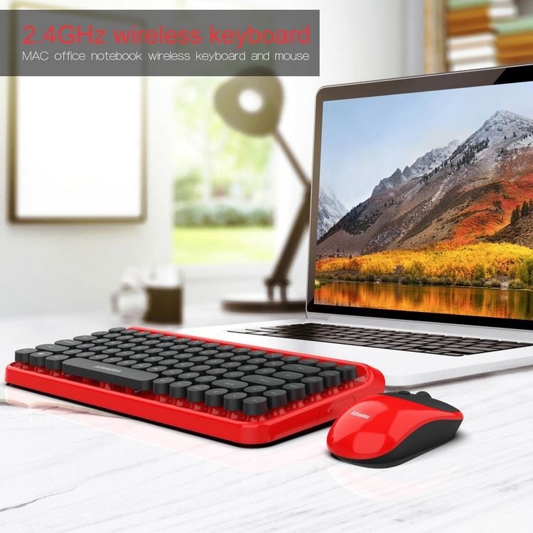 Teclado de máquina de escribir combinado de Mini Portable 84-Key del teclado inalámbrico y ratón 3D compatibles con la tableta de la PC de Android Windows