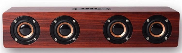 Altavoz de alta fidelidad inalámbrico Bluetooth de madera de 4000 mah, barra de sonido portátil AUX, manos libres para TV