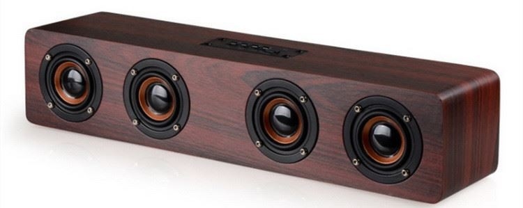 Altavoz de alta fidelidad inalámbrico Bluetooth de madera de 4000 mah, barra de sonido portátil AUX, manos libres para TV