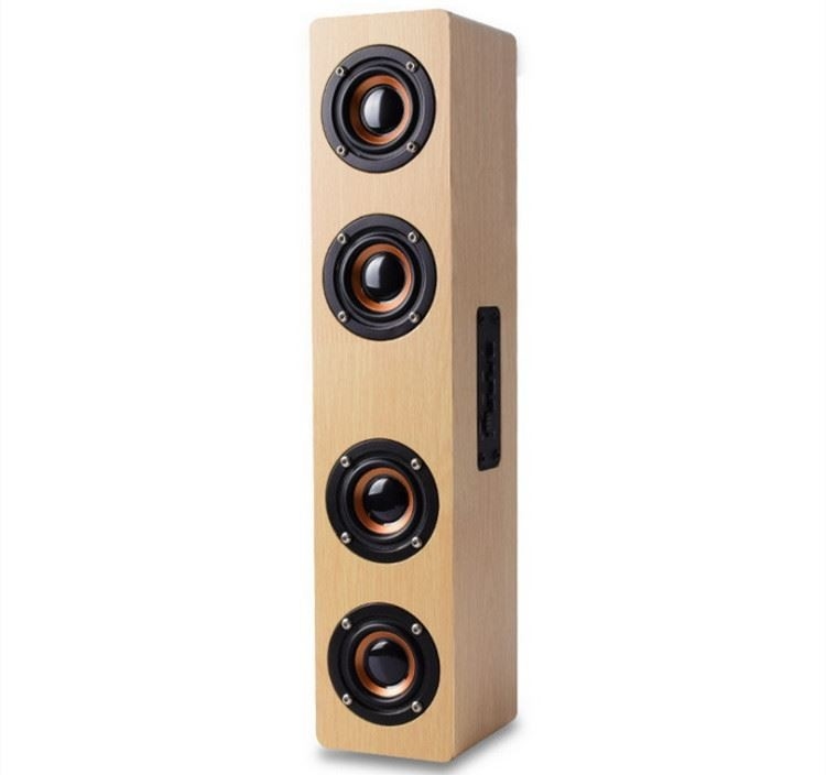 Altavoz de alta fidelidad inalámbrico Bluetooth de madera de 4000 mah, barra de sonido portátil AUX, manos libres para TV