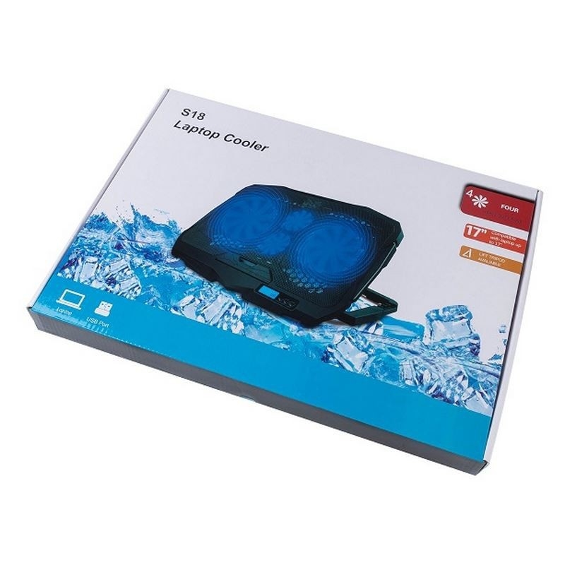 ETEK - Refrigerador de computadoras portátiles con pantalla de información 4 ventiladores de 17 pulgadas para pantallas grandes