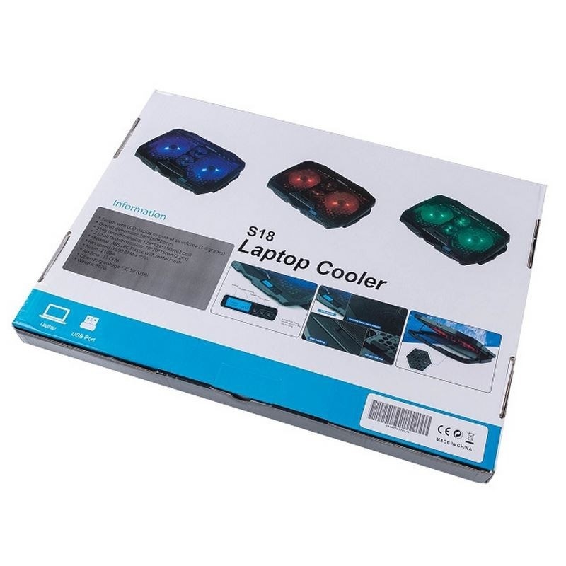 ETEK - Refrigerador de computadoras portátiles con pantalla de información 4 ventiladores de 17 pulgadas para pantallas grandes