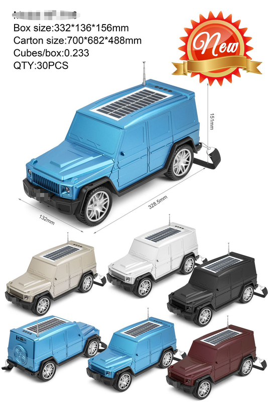 Altavoz Bluetooth en forma de coche clásico combina luces solares y funciones de radio para viajes en el exterior