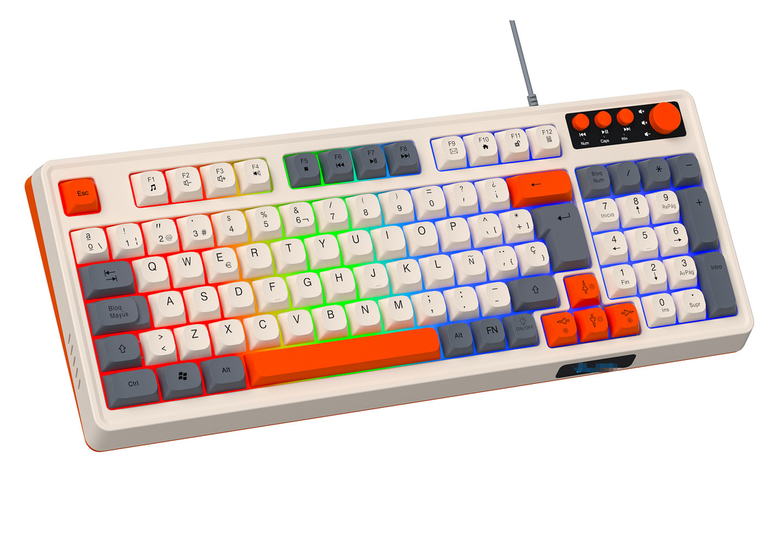 94 + 4 Pcs teclas multimedia led arco iris retroiluminado teclado multimedia de juego para juegos