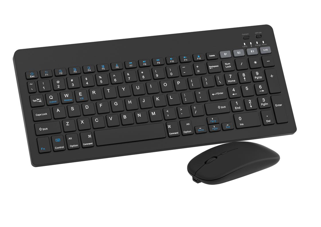 Teclado inalámbrico minimalista de 99 teclas de color negro con carga inalámbrica Multi-DPI ratón 4D para oficinas