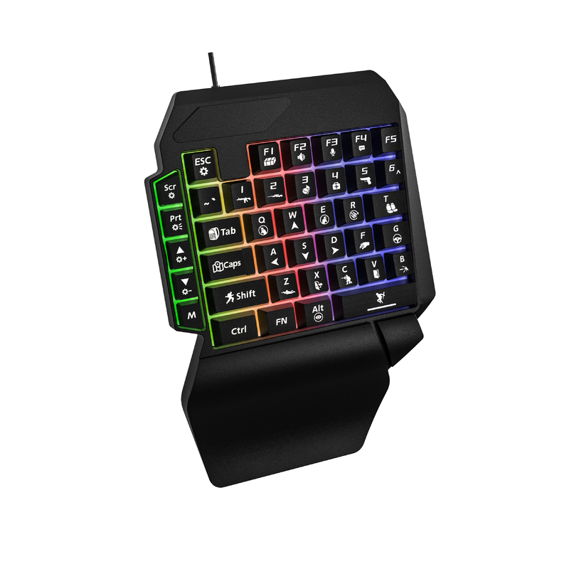 40 teclados de juego para uso con una sola mano Diseño compacto para jugadores de FPS y RTS