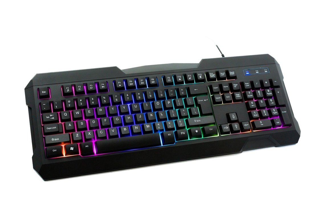 Técnico de juego de diseño de colores arco iris con 104 teclas A2.8 metros de cable de conexión para jugadores profesionales de oficina