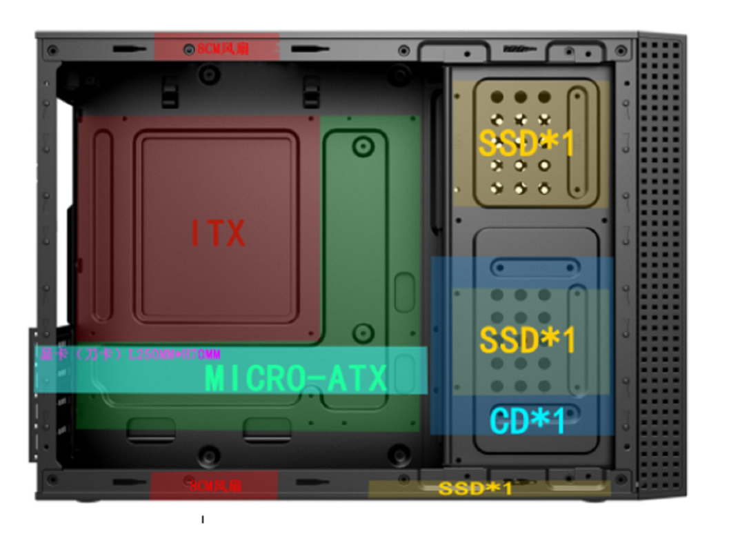 Casilla de computadora soporta micro ATX y ITX con gran capacidad de almacenamiento escalabilidad interfaces frontales diversas ventilador de 8 cm para enfriamiento