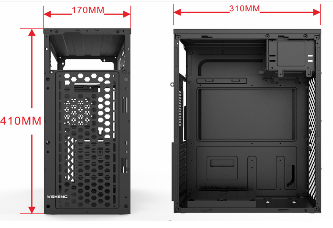 Cuerpo de ordenador soporta 7 ranuras PCI 2 discos duros 3 SSDs 1 unidad de CD Características 5 soportes de ventilador Compatible con las placas base ATX Micro ATX y Mini ATX