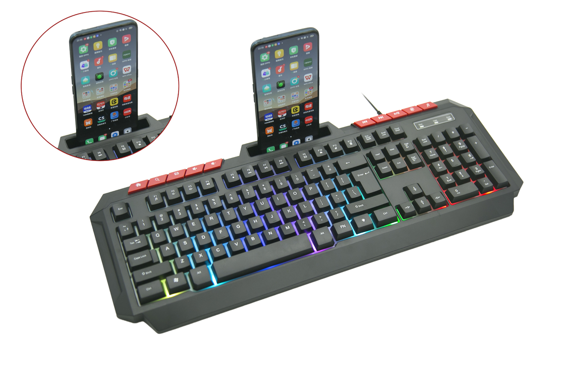 Teclado de juego portátil con retroiluminación de arco iris personalizable con 104 teclas y 10 teclas de acceso rápido para usuarios que buscan un trabajo eficiente
