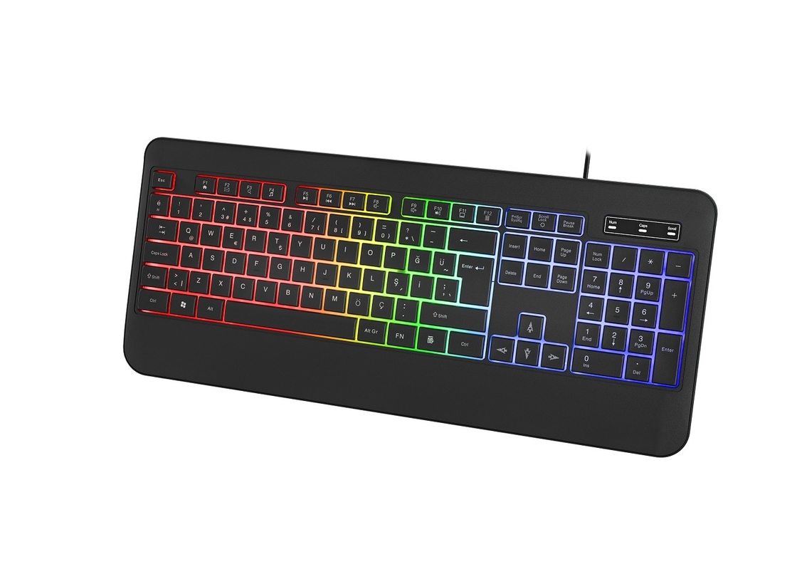 Reverso RGB en modo de luz no respirante teclado con película de fibra de carbono para jugadores entusiastas de la tecnología