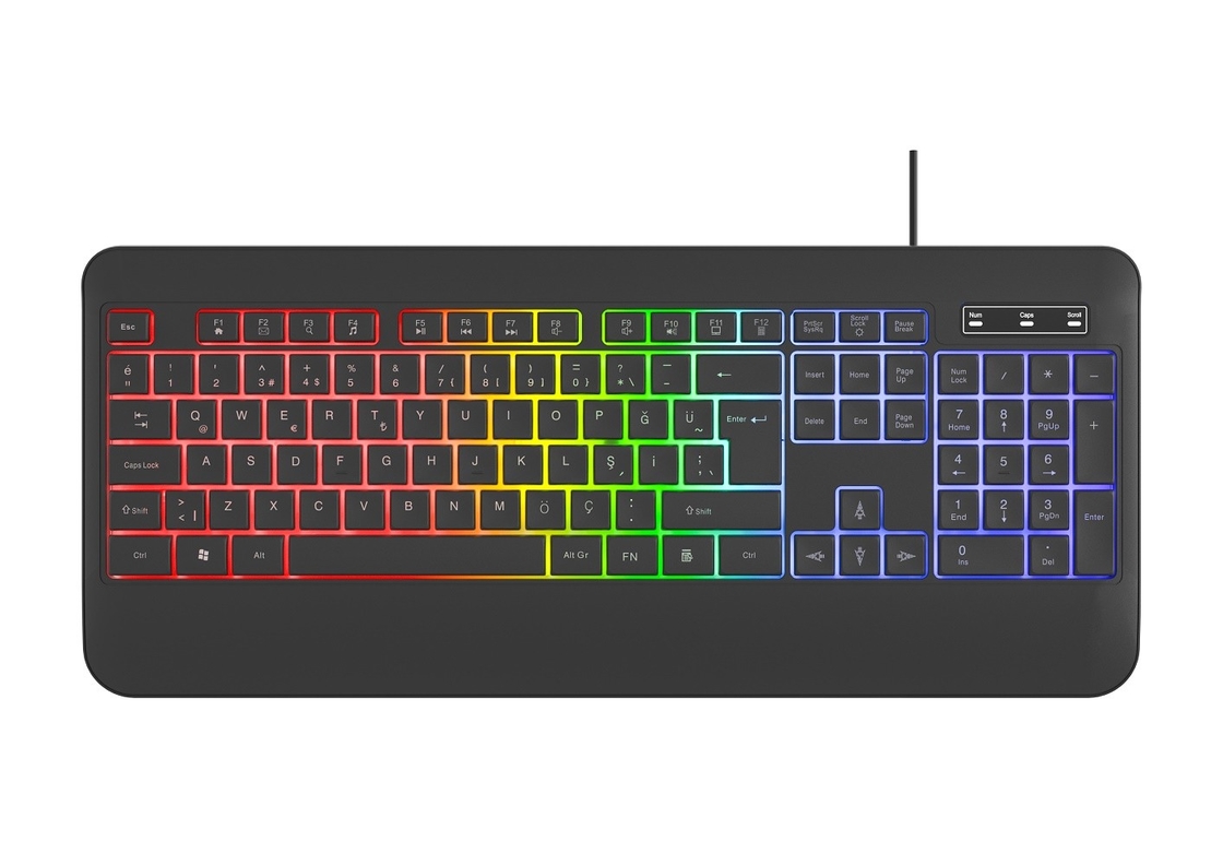 Reverso RGB en modo de luz no respirante teclado con película de fibra de carbono para jugadores entusiastas de la tecnología
