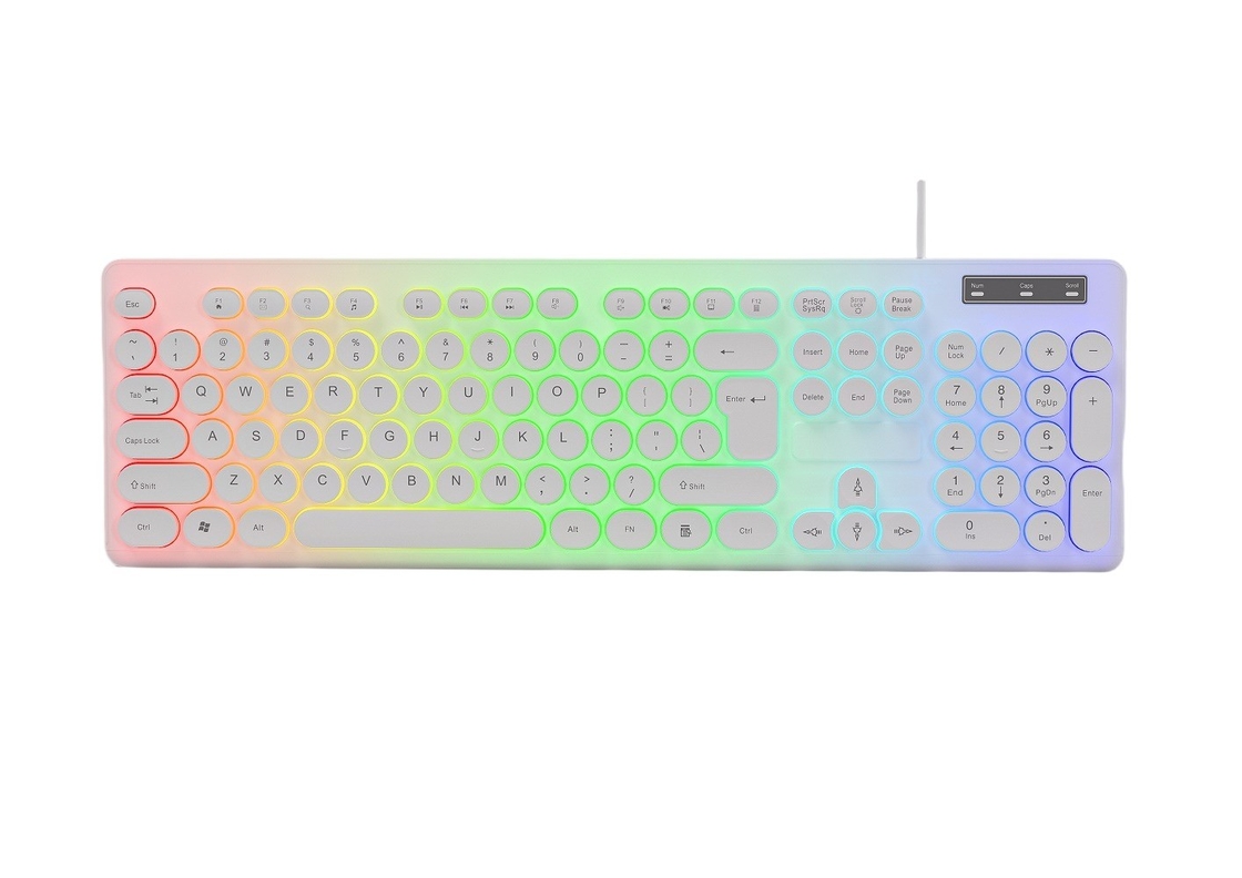 Lightweight Rainbow Backlight teclados Combos de ratón con efecto de aliento teclas personalizables FN + F1-F12 para jugadores usuarios de oficina estudiantes
