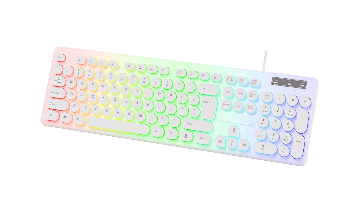 Lightweight Rainbow Backlight teclados Combos de ratón con efecto de aliento teclas personalizables FN + F1-F12 para jugadores usuarios de oficina estudiantes