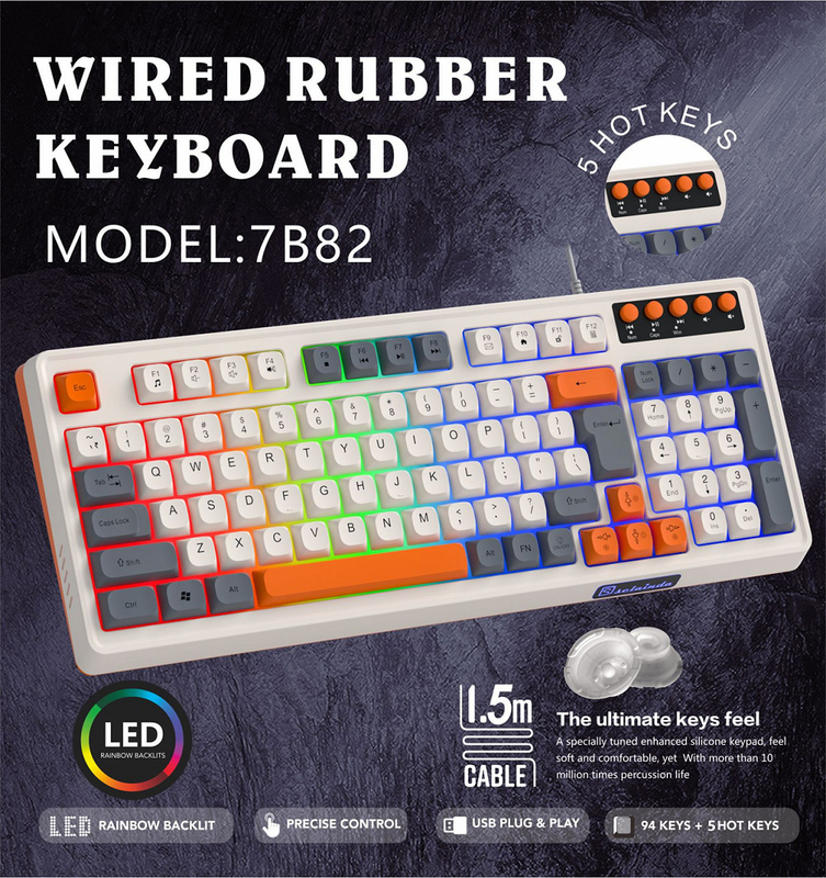 Especialmente afinado Reforzado de silicona teclados de goma teclado con 94 + 5 teclas multimedia más de 10 millones de pulsaciones de teclas