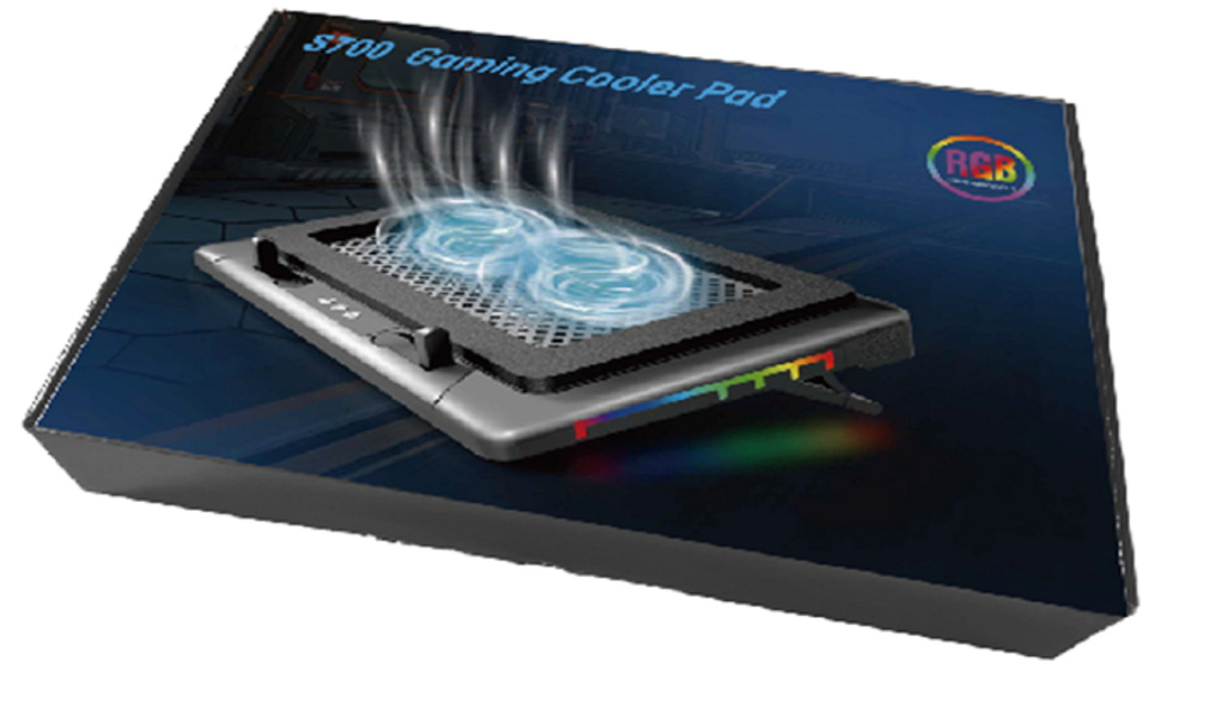bandeja de refrigeración de computadora portátil con iluminación RGB Dos ventiladores de 14 cm que funcionan a 1400±10% RPM 7 niveles de ajuste de altura para jugadores