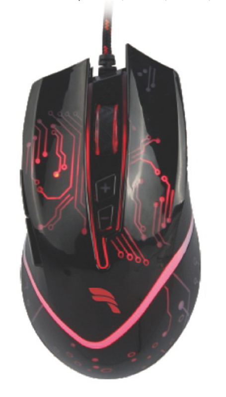 6D Botón de ratón con cable trenzado USB Diseño negro clásico Compatible con múltiples sistemas.