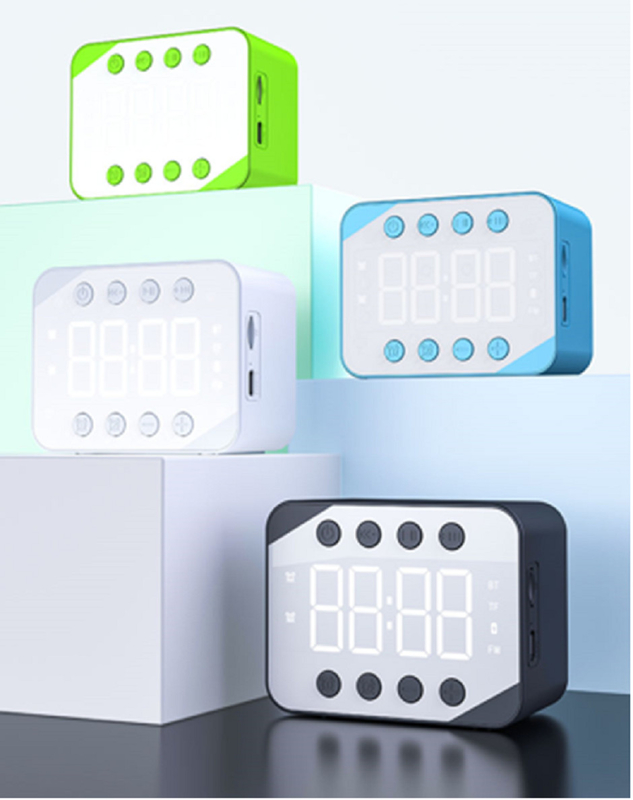 Altavoces Bluetooth Reproducción de tarjetas TF y función de reloj Batería de 800 mAh con 3-4 horas de tiempo de juego Diseño de baja potencia de 3W
