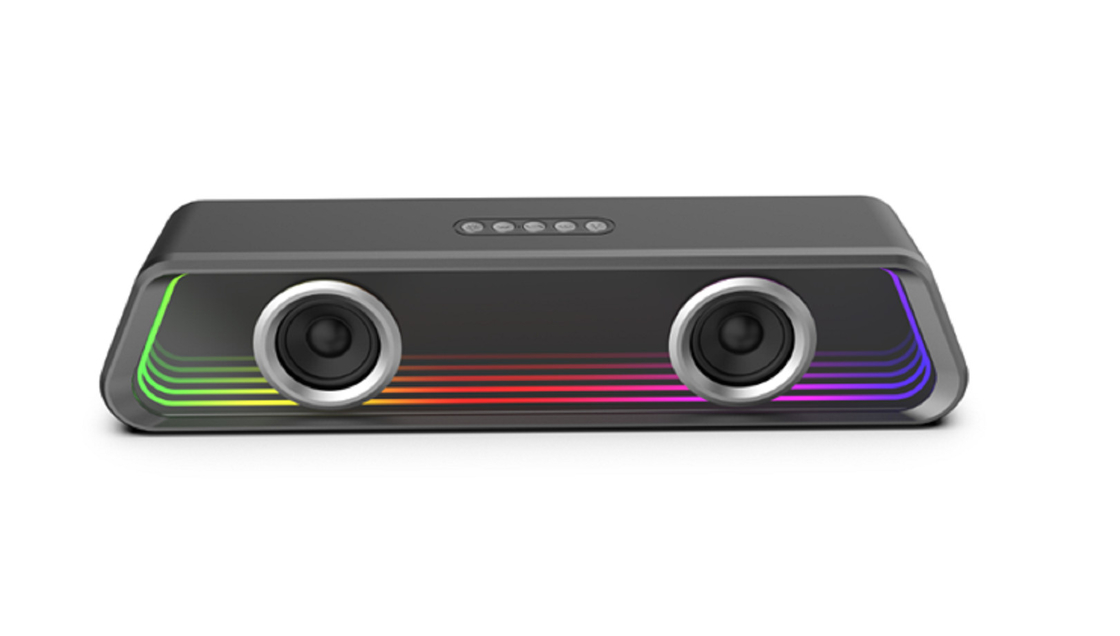 Bluetooth 5.3 ABS Material espejo 3000mAh Batería 8W X 2 Salida Soporta BT / TF / USB / FM / AUX-IN / TWS para los amantes de la música