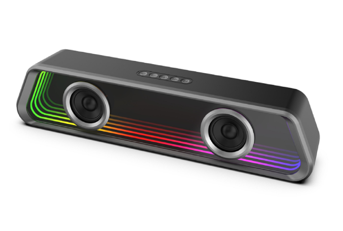Bluetooth 5.3 ABS Material espejo 3000mAh Batería 8W X 2 Salida Soporta BT / TF / USB / FM / AUX-IN / TWS para los amantes de la música