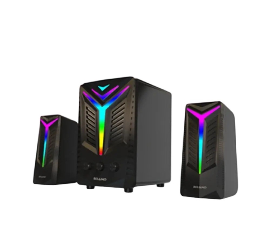 Altavoces por satélite 20W Subwoofer de alto brillo Negro acabado RGB Iluminación remota portátil Bluetooth 5.0 AUX Entrada