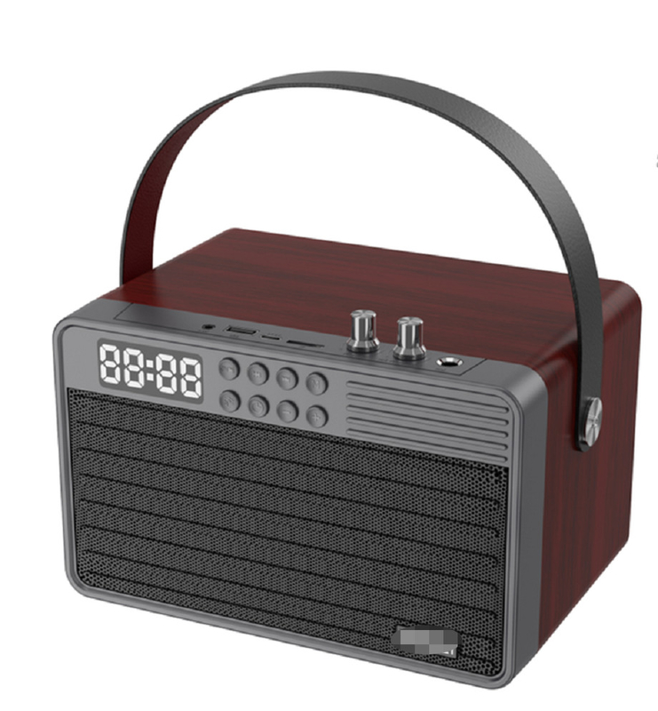 Soporta Bluetooth AUX TF Card U Disk Radio FM Micrófono inalámbrico de madera ABS Material de malla de hierro 2400mAh Batería