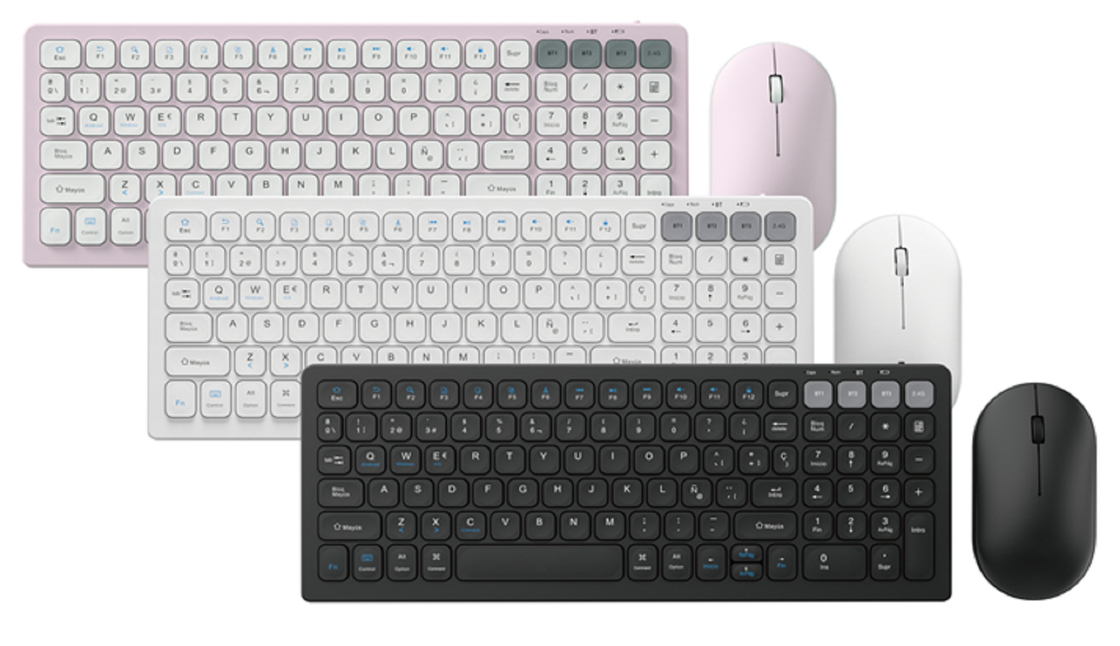 Teclado y ratón ergonómico ambos con batería de 500mAh Bluetooth 3.0/2.4G Conectividad inalámbrica 1200 DPI