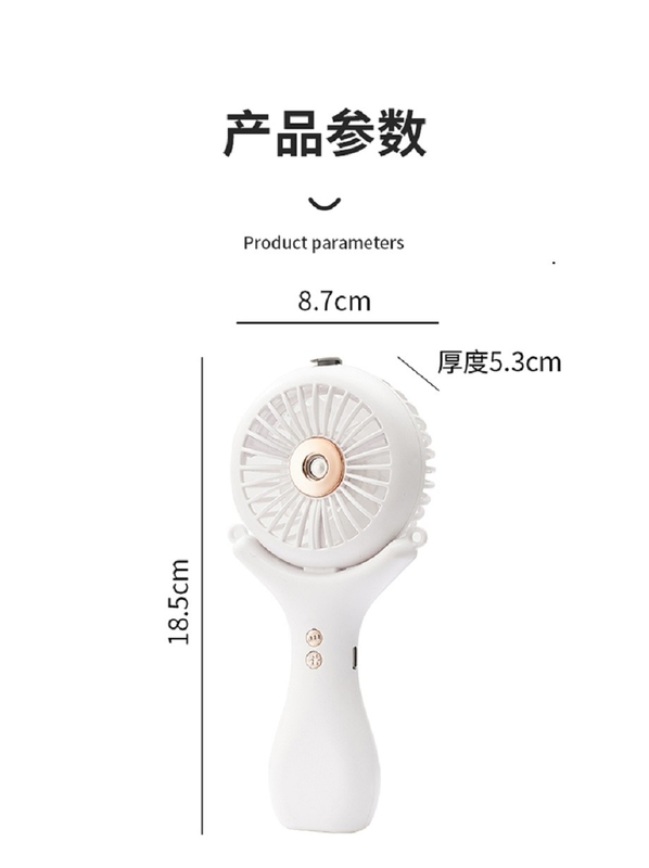 Batería de 500mAh 2 horas de carga Tres velocidades de viento 148g de peso ligero Halterneck escritorio portátil 3 en 1 Nano ventilador de pulverización