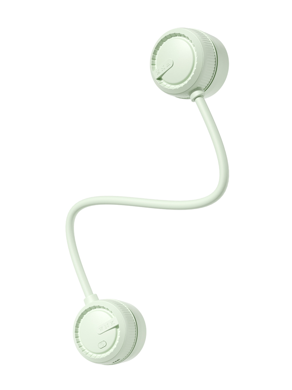 Viento suave en tres niveles Flujo de aire de 360 grados manguera universal 1000mAh batería TYPE-C cargando ventiladores portátiles en blanco y verde menta