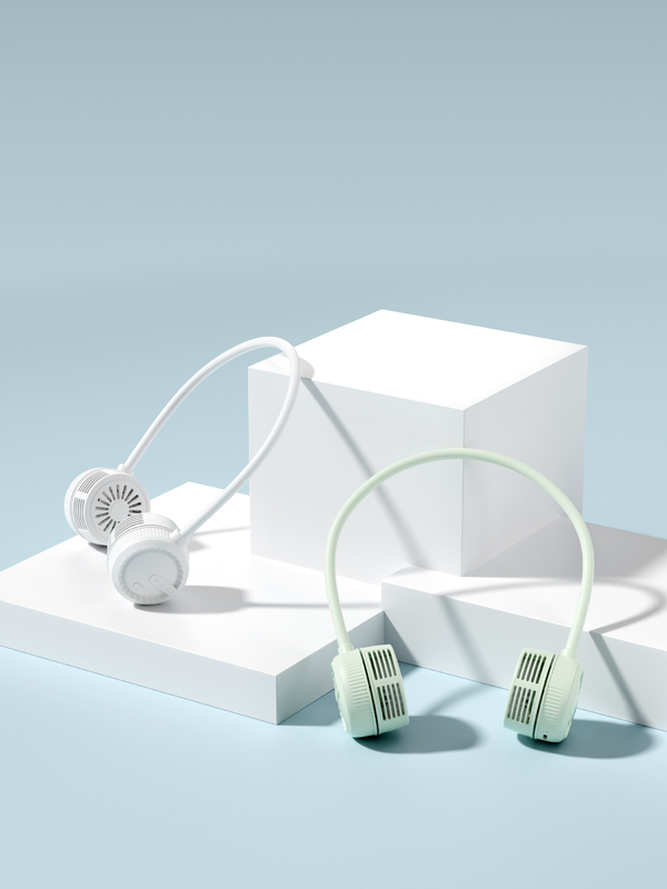 Viento suave en tres niveles Flujo de aire de 360 grados manguera universal 1000mAh batería TYPE-C cargando ventiladores portátiles en blanco y verde menta