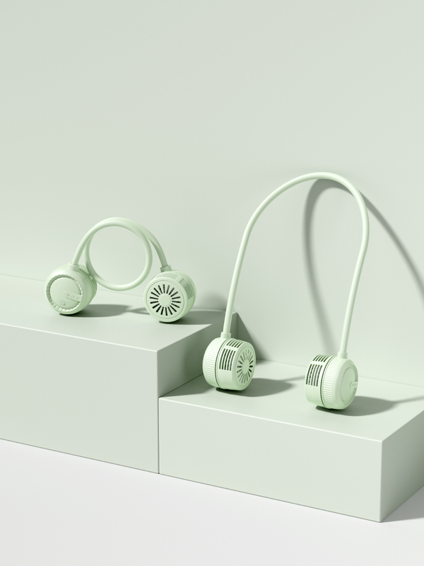 Viento suave en tres niveles Flujo de aire de 360 grados manguera universal 1000mAh batería TYPE-C cargando ventiladores portátiles en blanco y verde menta