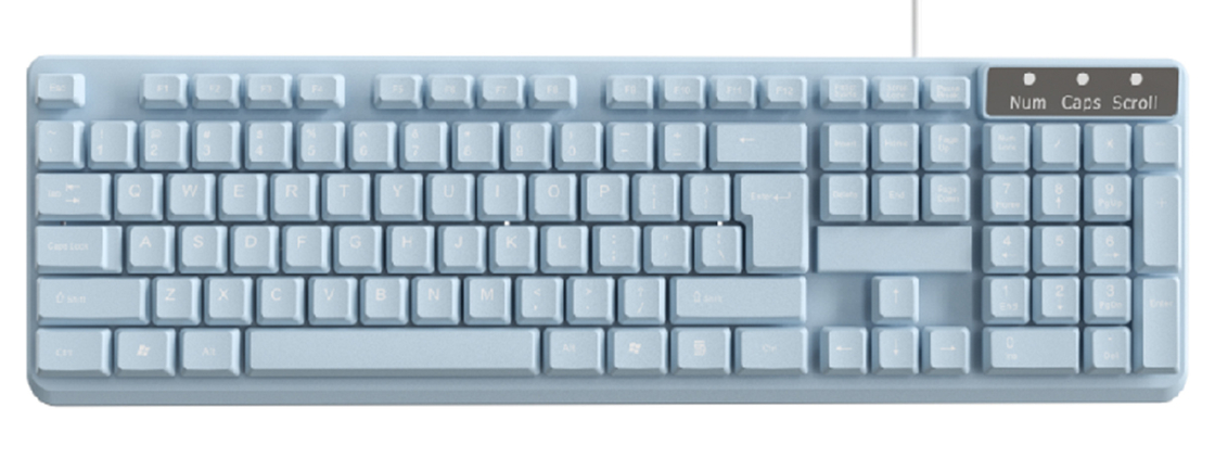 Layout de 104 teclas teclas de película de carbono 376g material HIPS a prueba de agua USB de conexión personalizado para trabajadores de oficina