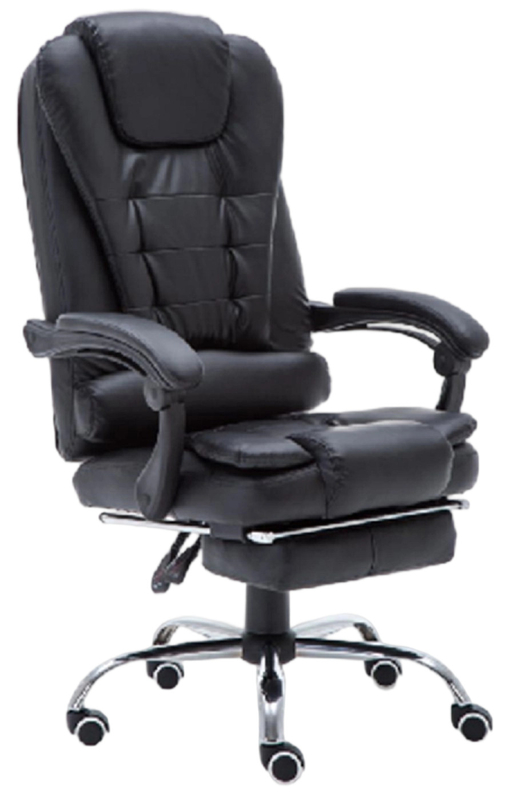Silla de escritorio de juegos ergonómica con varilla neumática de 100 mm 350 mm Apoyo para los pies de base de cromo PU de cuero de alta densidad de espuma Apoyo para la espalda de múltiples posiciones