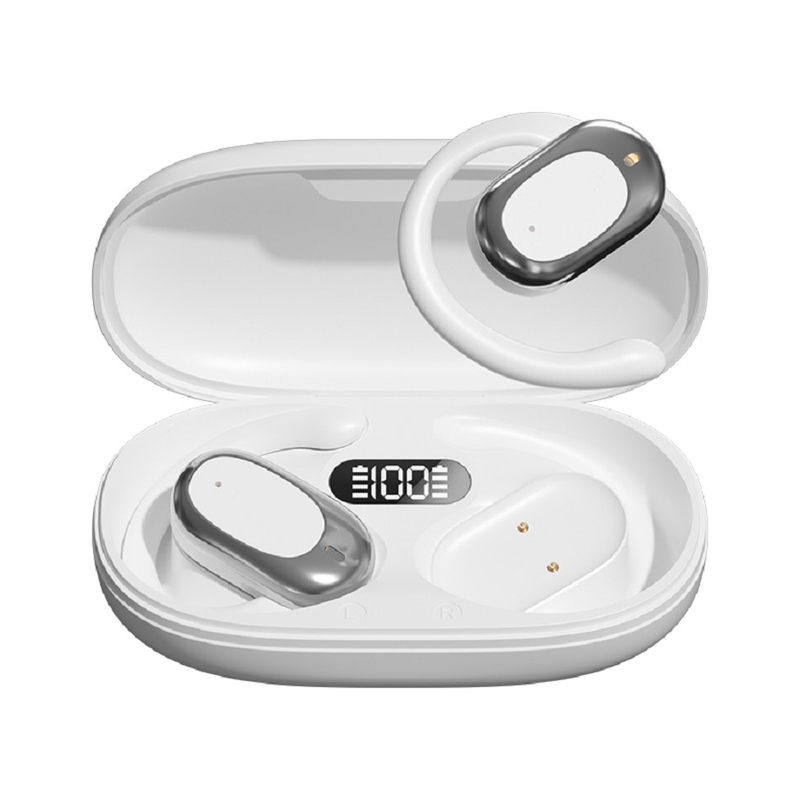 90° Ganchos de oreja ajustables Bluetooth auriculares auriculares F14.2 Diafragma biológico ultra delgado, Bluetooth 5.4 con soporte AAC / SBC, diseño de sensibilidad cero
