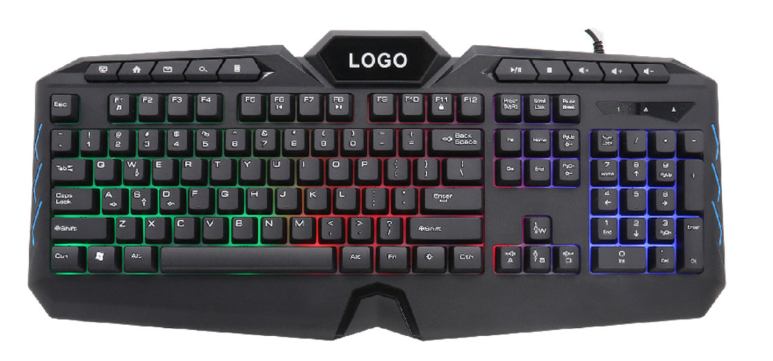 104 10 teclas teclado ETEK con luz de fondo del arco iris Tecnología de película de carbono y control de efecto de luz simple Ligero a 658g